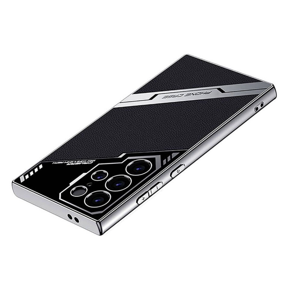 Samsung Galaxy S23 Ultra Kılıf Kamera Korumalı Suni Deri Tasarım Kapak (Procase) Titanyum-Gri