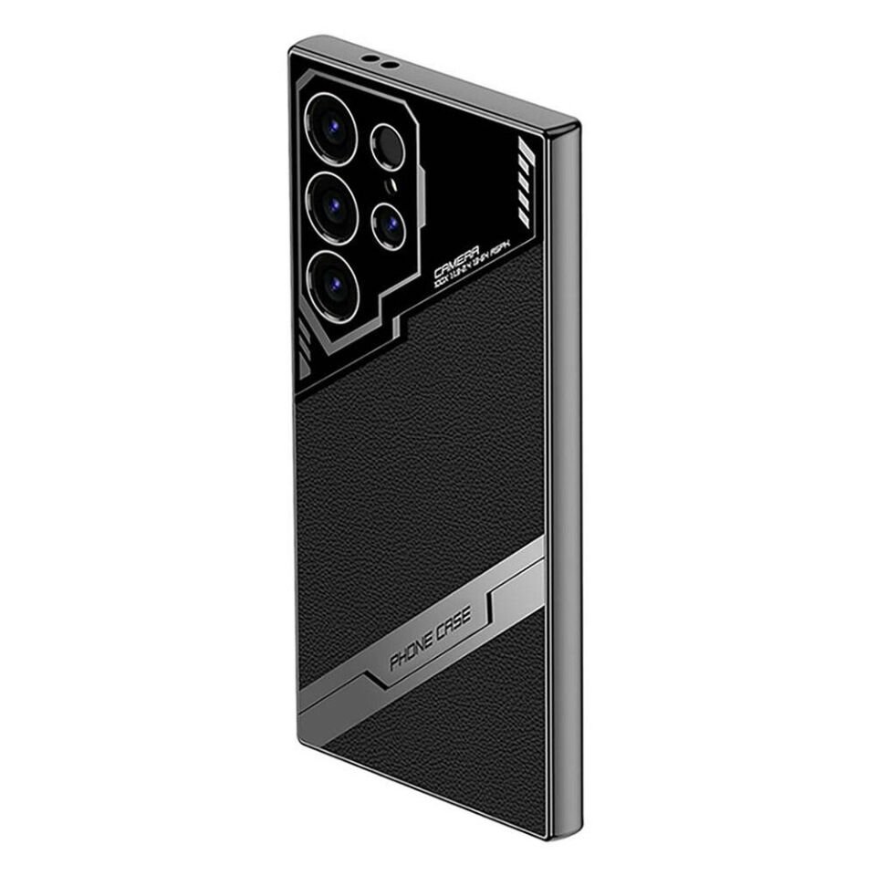 Samsung Galaxy S23 Ultra Kılıf Kamera Korumalı Suni Deri Tasarım Kapak (Procase) Titanyum-Gri