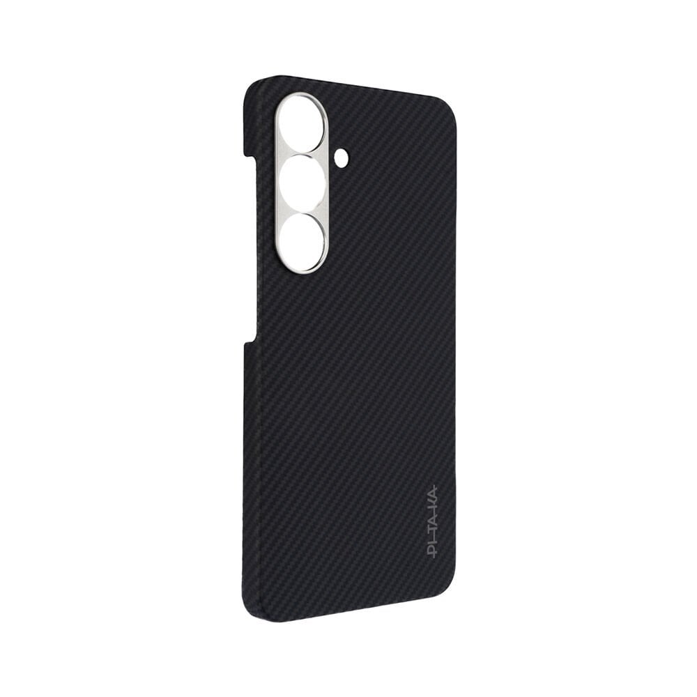 Samsung Galaxy S25 Kılıf Magsafe Şarj Özellikli 600D Aramid Fiber Pitaka Ultra-Slim Classic Serisi Black-Grey Twill Kapak