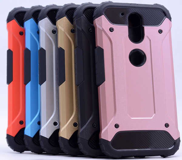 Lenovo Lenova Moto G4 Kılıf Armor Köşe Korumalı Çift Katman Tank Zırh Kapak (CRASH) Kırmızı