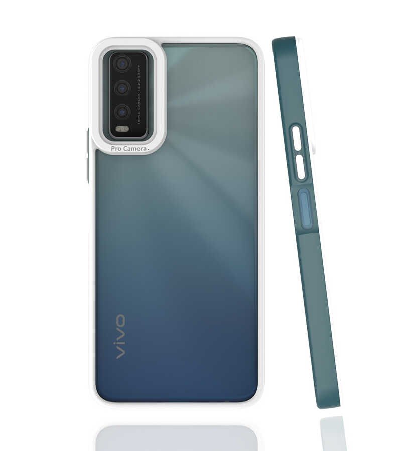 Vivo Y20S Kapak Mat Yüzeyli Kamera Korumalı Renkli Silikon Kılıf (MİMA) Koyu Yeşil
