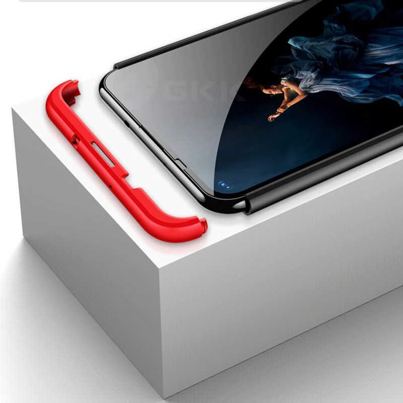 Huawei Honor 20 Kılıf 360 Tam Koruma Ön Ve Arka Sert Mika Kapak Orjinal Ays Gkk Kapak Siyah-Kırmızı