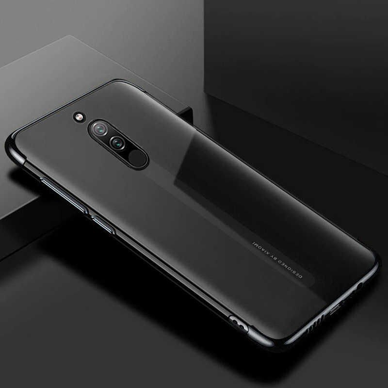 Xiaomi Redmi 8 Kılıf Dört Köşe Renkli Lazer Şeffaf Silikon Kapak (GLİTTER) Siyah