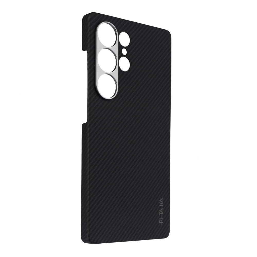 Samsung Galaxy S25 Ultra Kılıf Magsafe Şarj Özellikli 600D Aramid Fiber Pitaka Ultra-Slim Classic Serisi Black-Grey Twill Kapak