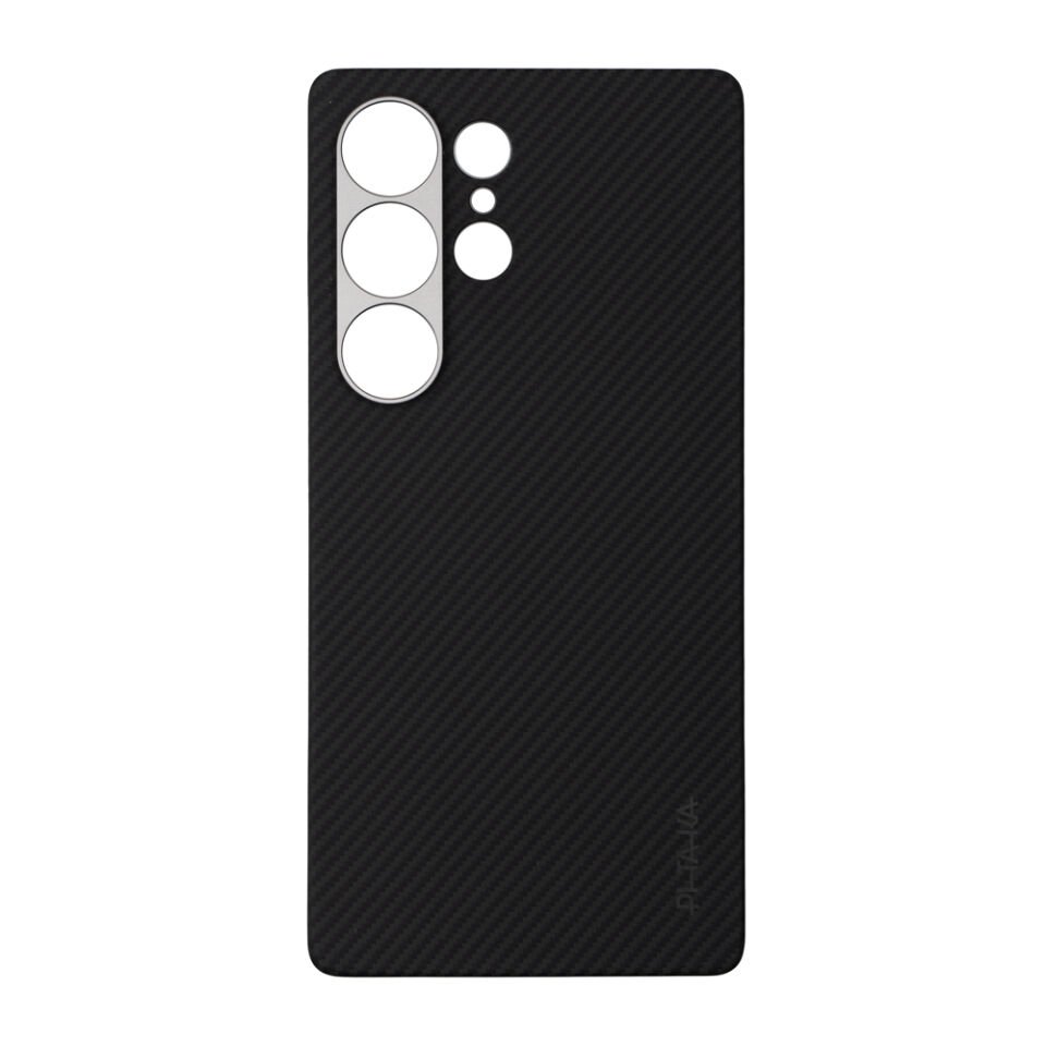 Samsung Galaxy S25 Ultra Kılıf Magsafe Şarj Özellikli 600D Aramid Fiber Pitaka Ultra-Slim Classic Serisi Black-Grey Twill Kapak