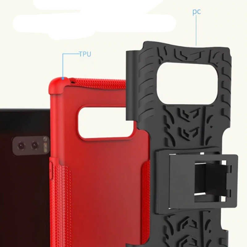 Samsung Galaxy Note 8 Kılıf Standlı Korunaklı Silikon Kapak (hibrit) Turuncu