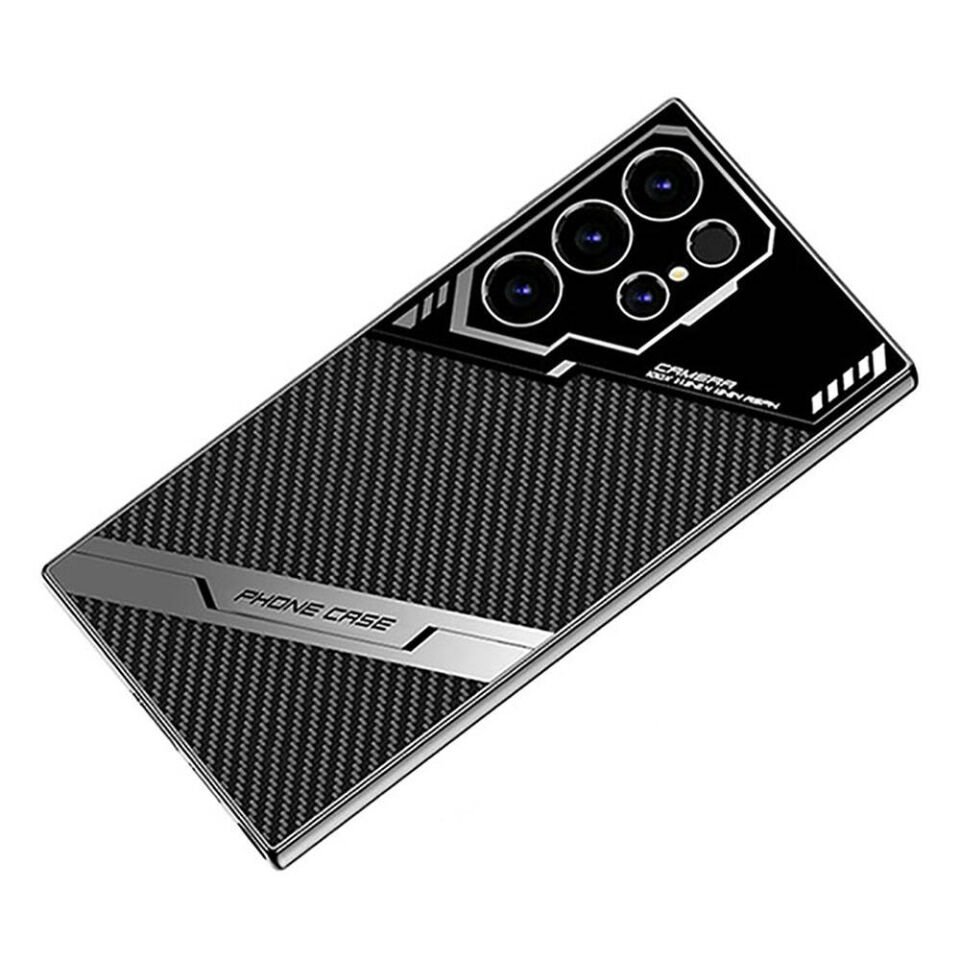 Samsung Galaxy S24 Ultra Kılıf Kamera Korumalı Suni Deri Tasarım Kapak (Procase) Siyah Karbon
