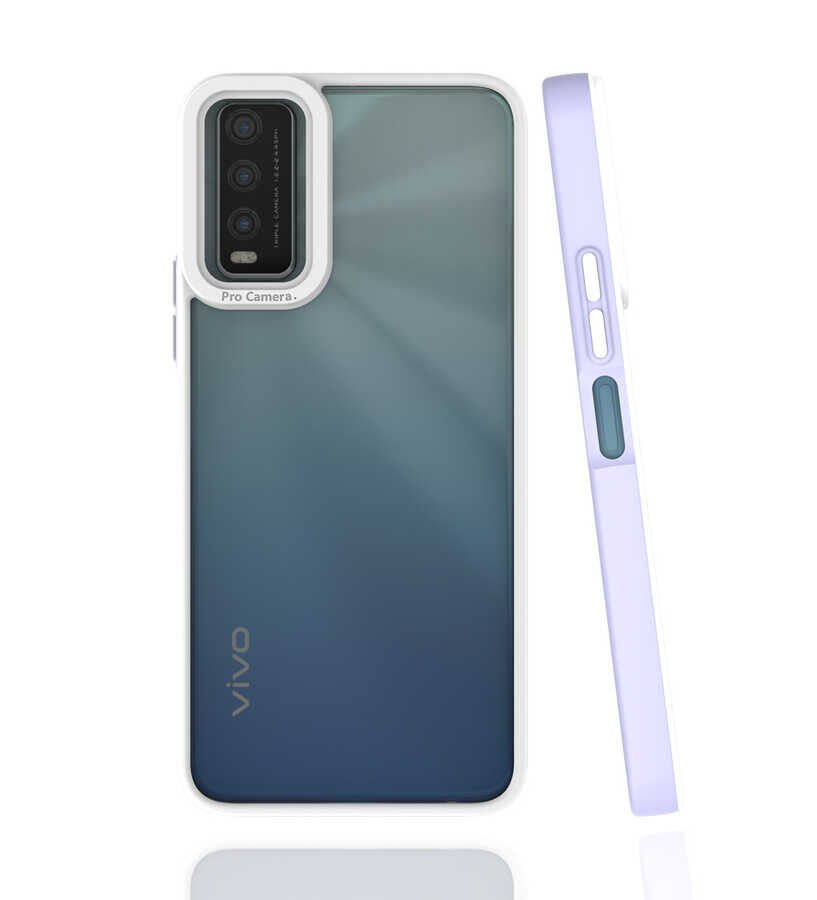 Vivo Y11S Kapak Mat Yüzeyli Kamera Korumalı Renkli Silikon Kılıf (MİMA) Mürdüm