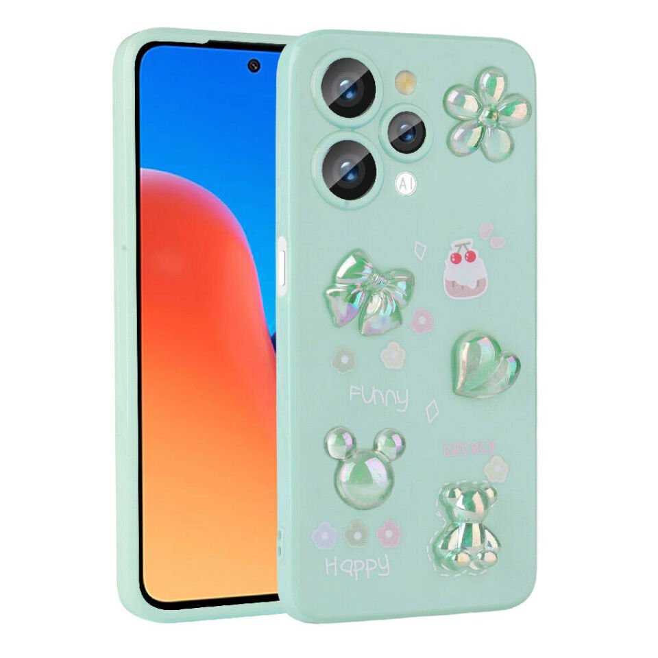 Xiaomi Redmi 12 Kılıf Kamera Korumalı Kabartma Figürlü Parlak Silikon Kapak (Toys) Pembe