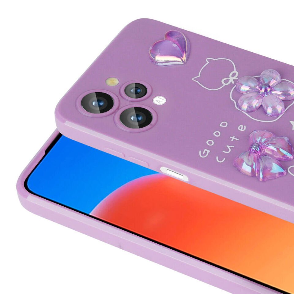 Xiaomi Redmi 12 Kılıf Kamera Korumalı Kabartma Figürlü Parlak Silikon Kapak (Toys) Pembe