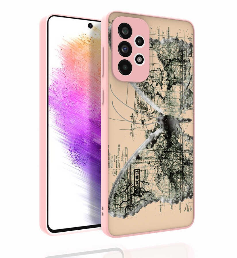 Samsung Galaxy A73 Kılıf Kabartmalı Kamera Korumalı Desenli Darbe Emici Renkli Kapak (Nora) NO4