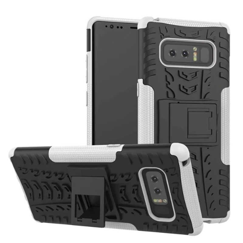 Samsung Galaxy Note 8 Kılıf Standlı Korunaklı Silikon Kapak (hibrit) Beyaz