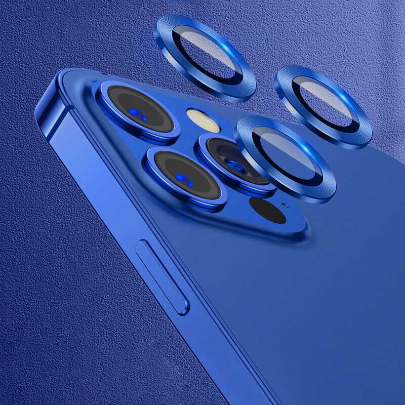 Apple iPhone 11 Pro Max Kamera Lens Koruyucu Renkli Tasarım Kolay Takma Aparatlı (CL-07) Lacivert