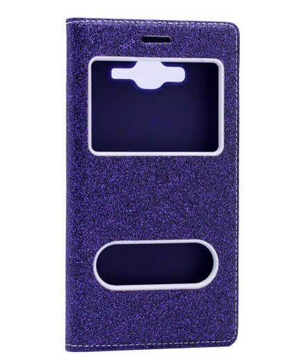 Samsung Galaxy A8 Kapaklı Kılıf Simli Mıknatıslı Kapak (DOLCE-SİM) Mor