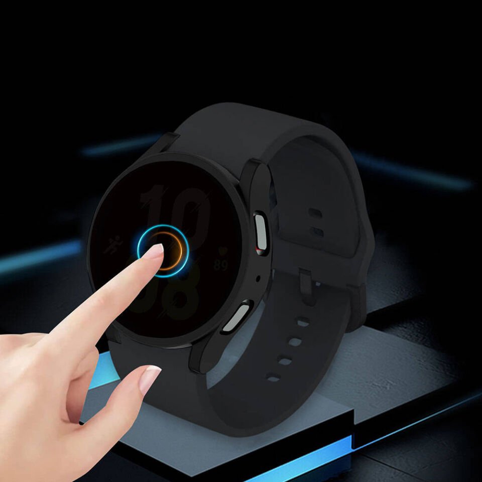 Samsung Galaxy Watch 5 40mm Sert PC Kasa ve Privacy Hayalet Ekran Koruyucu (Gard 32) Siyah