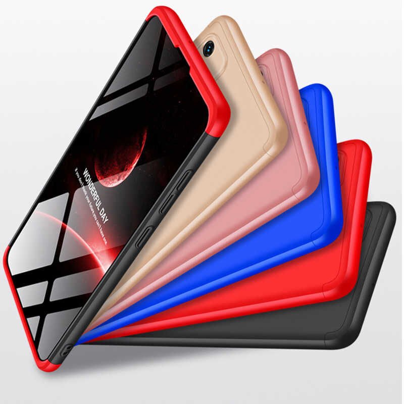 Samsung Galaxy A71 Kılıf 360 Tam Koruma Ön Ve Arka Sert Mika Kapak Orjinal Ays Gkk Kapak Siyah-Mavi