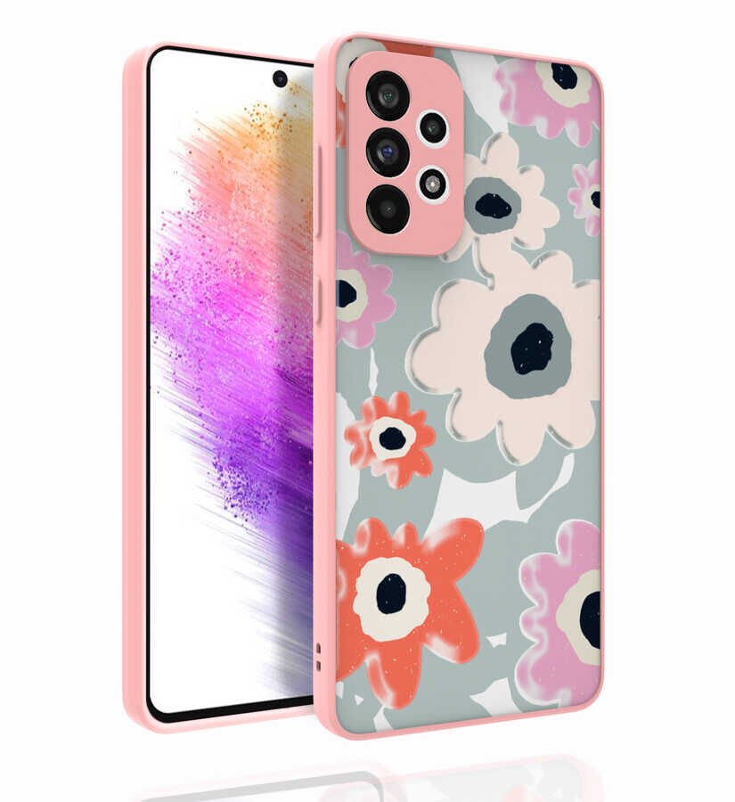 Samsung Galaxy A73 Kılıf Kabartmalı Kamera Korumalı Desenli Darbe Emici Renkli Kapak (Nora) NO5
