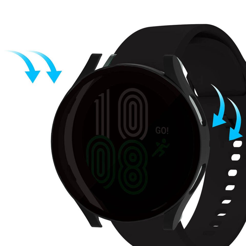 Samsung Galaxy Watch 5 44mm Sert PC Kasa ve Privacy Hayalet Ekran Koruyucu (Gard 32) Siyah
