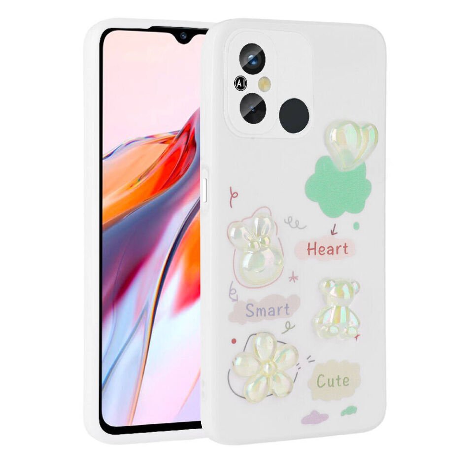 Xiaomi Redmi 12C Kılıf Kamera Korumalı Kabartma Figürlü Parlak Silikon Kapak (Toys) Pembe
