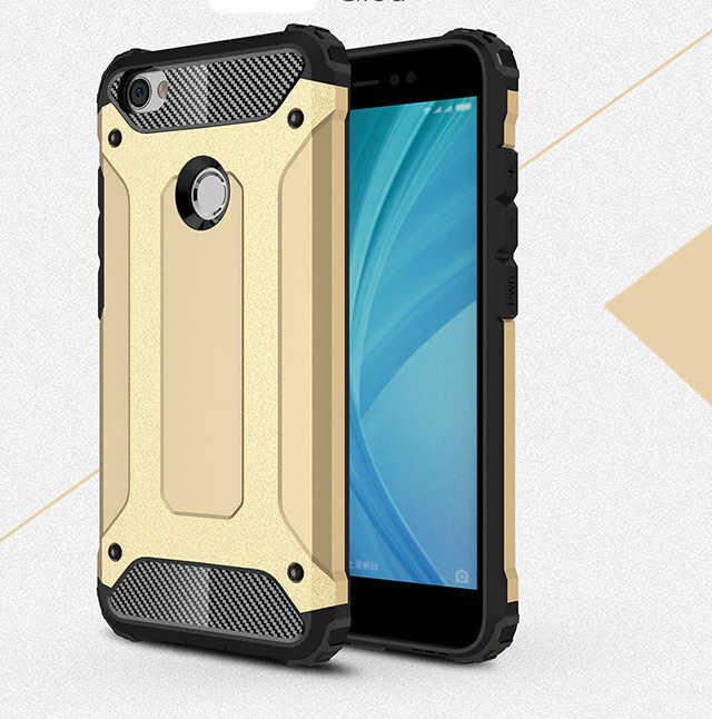 Xiaomi Redmi Note 5A Kılıf Armor Köşe Korumalı Çift Katman Tank Zırh Kapak (CRASH) Gold