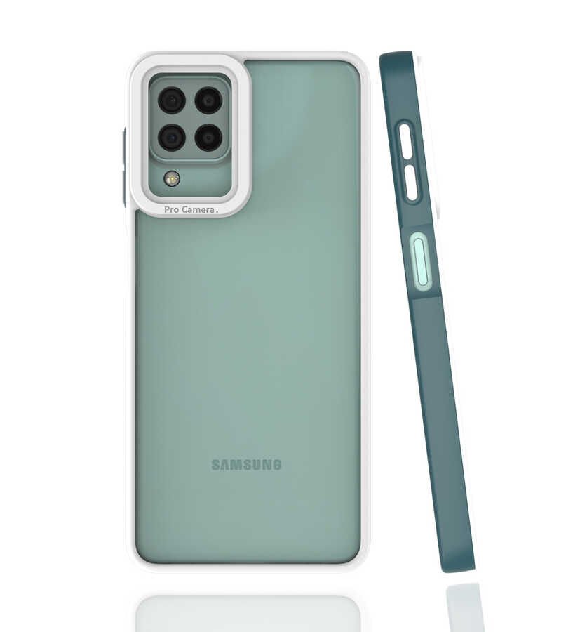 Samsung Galaxy A22 4G Kapak Mat Yüzeyli Kamera Korumalı Renkli Silikon Kılıf (MİMA) Koyu Yeşil