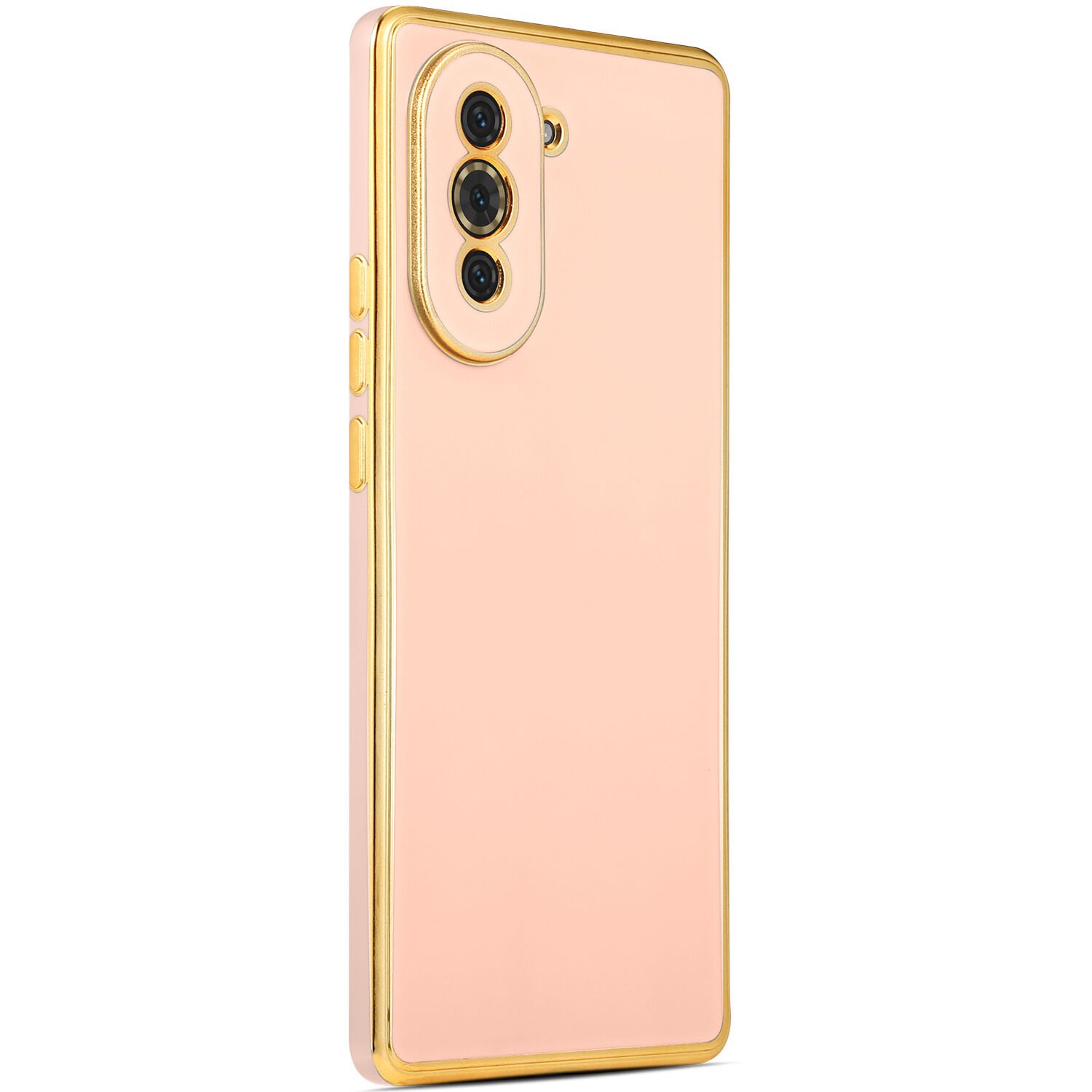 Huawei Nova 10 Kılıf Parlak Kenarlı Altın Işlemeli Kamera Korumalı Kapak (BARK) Lila