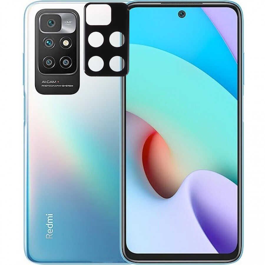 Xiaomi Redmi 10 Kamera Lens Koruyucu Siyah Çerçeveli Korunaklı (3D K.C) Siyah