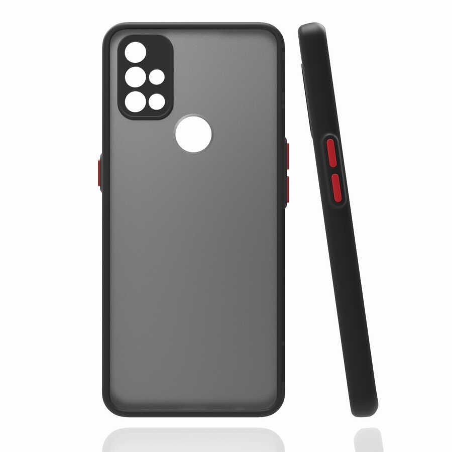 One Plus Nord N10 5G Kılıf Mat Kamera Korumalı Renkli Tuşlu Sert Silikon Kapak (HUX) Kırmızı