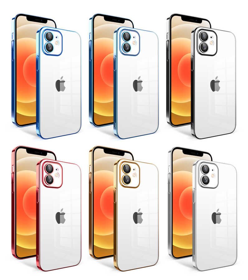 Apple iPhone 12 Kılıf Kamera Korumalı Renkli Çerçeveli HEPTEKİLETİŞİM Garaj Kapak