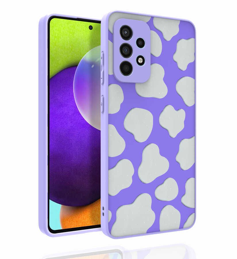 Samsung Galaxy A52 Kılıf Kabartmalı Kamera Korumalı Desenli Darbe Emici Renkli Kapak (Nora) NO6