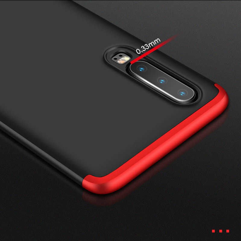 Huawei P30 Kılıf 360 Tam Koruma Ön Ve Arka Sert Mika Kapak Orjinal Ays Gkk Kapak Gold