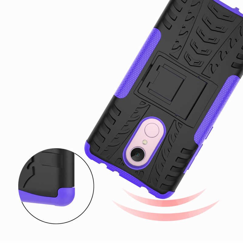 Xiaomi Redmi 5 Kılıf Standlı Korunaklı Silikon Kapak (hibrit) Kırmızı