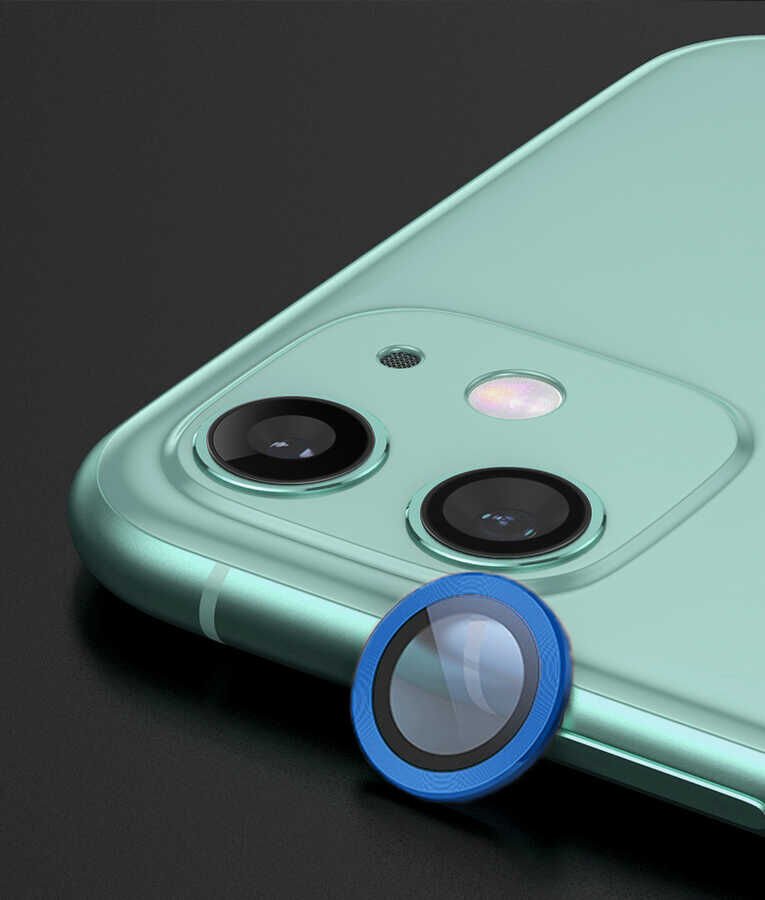 Apple iPhone 12 Mini Kamera Lens Koruyucu Renkli Tasarım Kolay Takma Aparatlı (CL-07) Lacivert