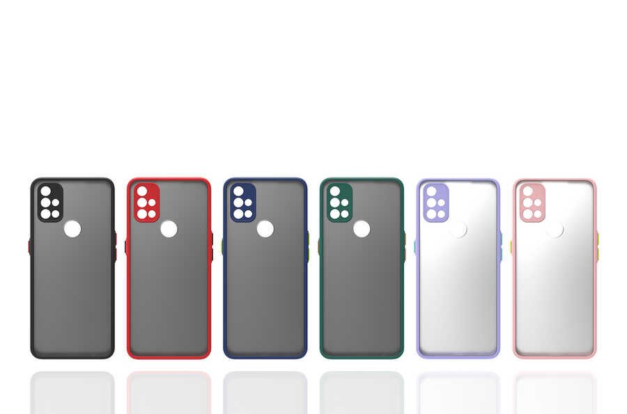 One Plus Nord N10 5G Kılıf Mat Kamera Korumalı Renkli Tuşlu Sert Silikon Kapak (HUX) Lila