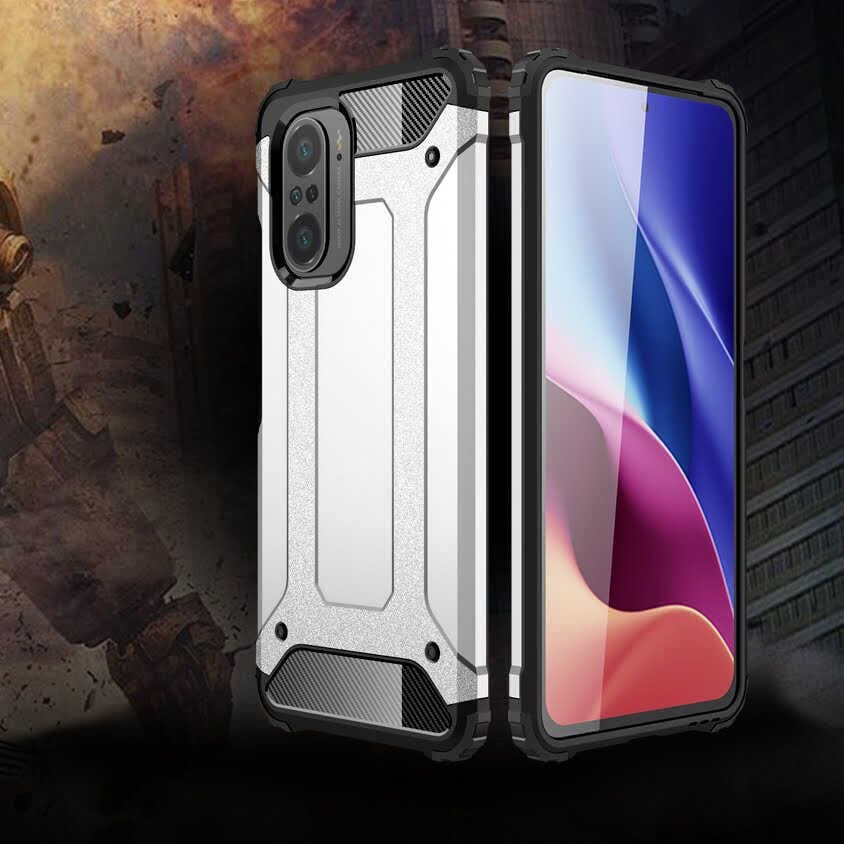 Xiaomi Poco F3 Kılıf Armor Köşe Korumalı Çift Katman Tank Zırh Kapak (CRASH) Gri