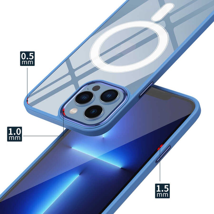 Apple iPhone 14 Kılıf Wireless Şarj Özellikli HEPTEKİLETİŞİM Krom Magsafe Silikon Kapak