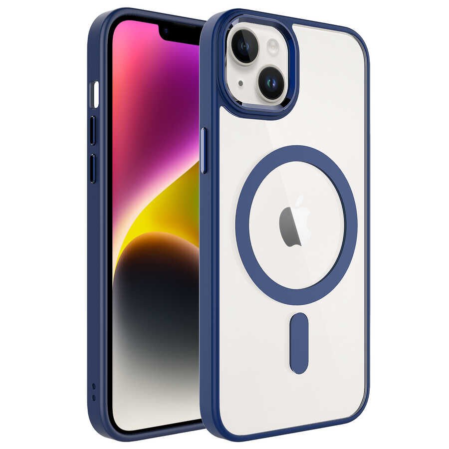 Apple iPhone 14 Kılıf Wireless Şarj Özellikli HEPTEKİLETİŞİM Krom Magsafe Silikon Kapak