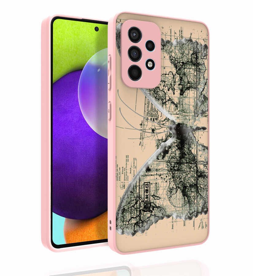 Samsung Galaxy A52 Kılıf Kabartmalı Kamera Korumalı Desenli Darbe Emici Renkli Kapak (Nora) NO4