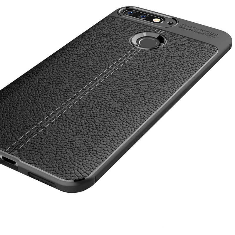 Huawei Y7 2018 Kılıf Deri Görünümlü Renk Atmayan Dayanaklı Silikon Kapak (NİSS) Gri