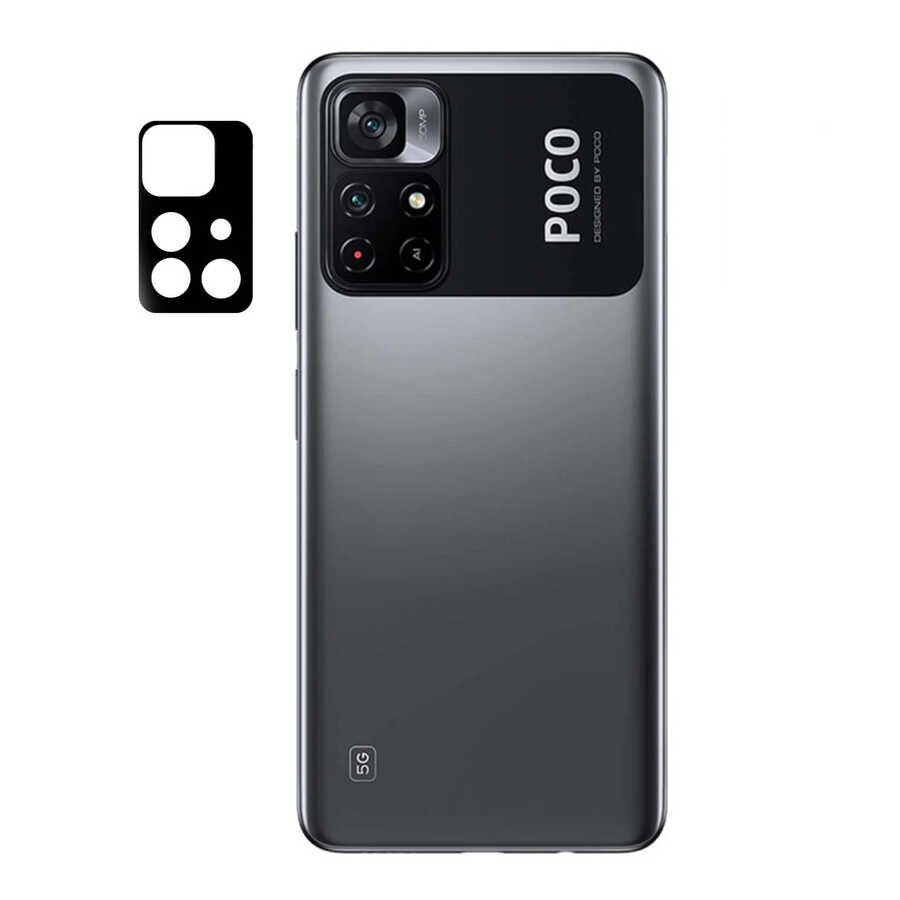 Xiaomi Poco M4 Pro 5G Kamera Lens Koruyucu Siyah Çerçeveli Korunaklı (3D K.C) Siyah