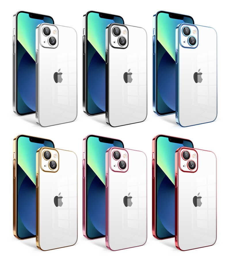Apple iPhone 13 Kılıf Kamera Korumalı Renkli Çerçeveli HEPTEKİLETİŞİM Garaj Kapak