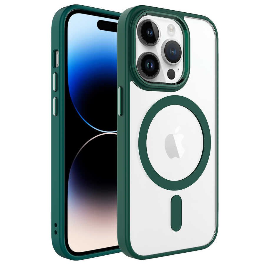 Apple iPhone 14 Pro Kılıf Wireless Şarj Özellikli HEPTEKİLETİŞİM Krom Magsafe Silikon Kapak