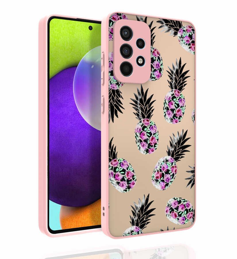 Samsung Galaxy A52 Kılıf Kabartmalı Kamera Korumalı Desenli Darbe Emici Renkli Kapak (Nora) NO1