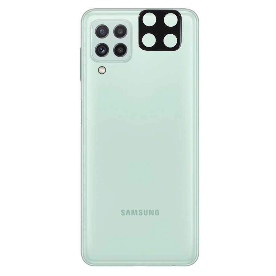 Samsung Galaxy M22 Kamera Lens Koruyucu Siyah Çerçeveli Korunaklı (3D K.C) Siyah