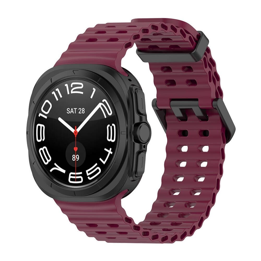 Samsung Galaxy Watch Ultra 47mm Tırtıklı Tasarım Silikon Kordon (KRD-118) Koyu Kırmızı