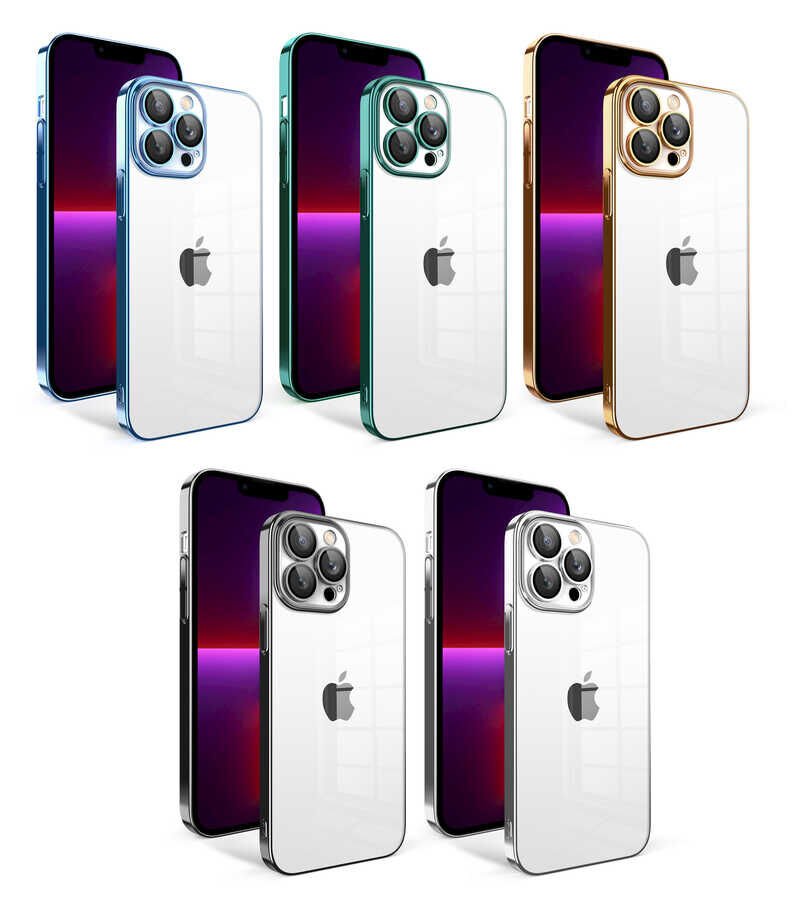 Apple iPhone 13 Pro Kılıf Kamera Korumalı Renkli Çerçeveli HEPTEKİLETİŞİM Garaj Kapak