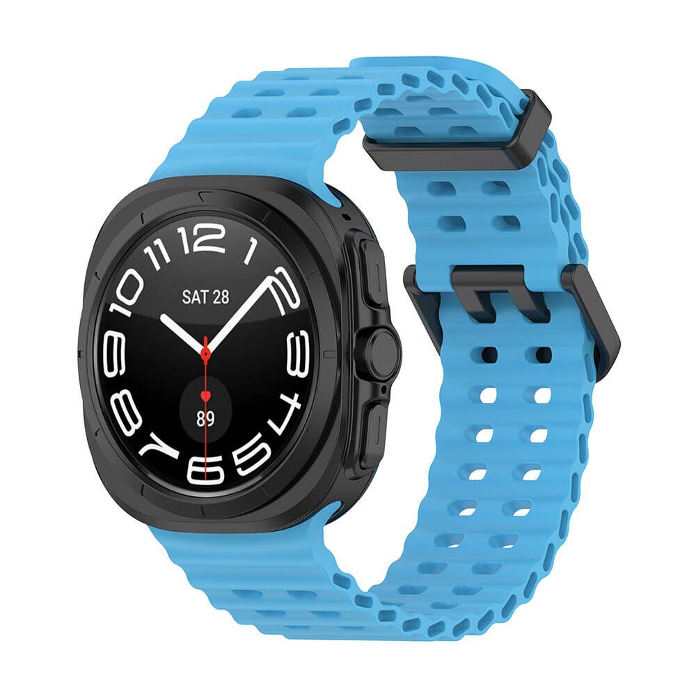 Samsung Galaxy Watch Ultra 47mm Tırtıklı Tasarım Silikon Kordon (KRD-118) Mavi