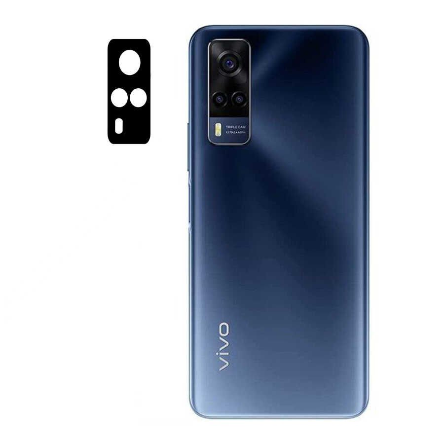 Vivo Y53S 4G Kamera Lens Koruyucu Siyah Çerçeveli Korunaklı (3D K.C) Siyah