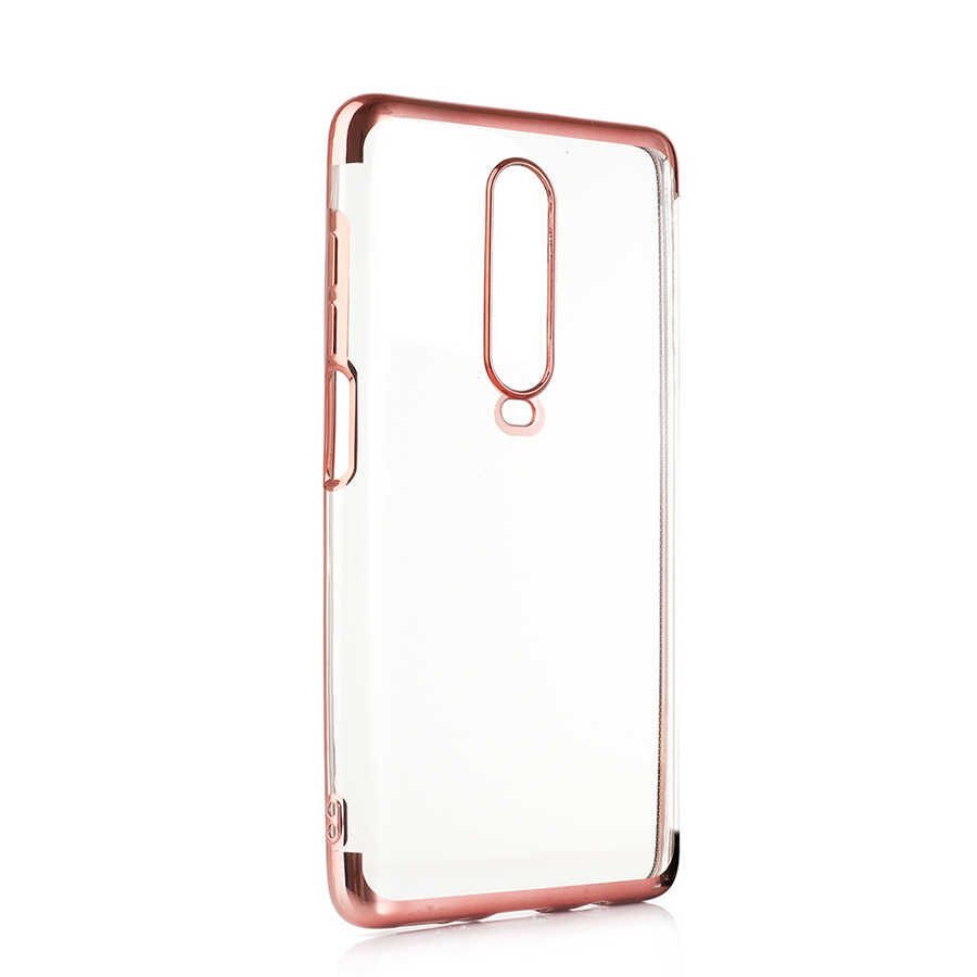 Xiaomi Poco X2 Kılıf Dört Köşe Renkli Lazer Şeffaf Silikon Kapak (GLİTTER) Rose Gold