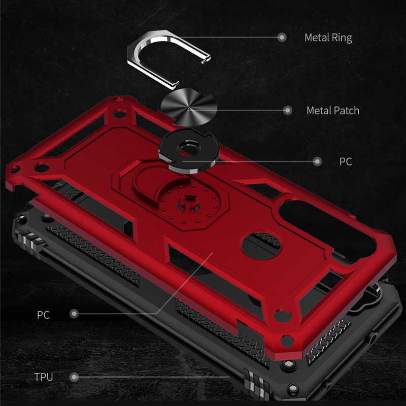 Xiaomi Redmi Note 8 Kılıf Tank Zırh Yüzüklü Mıknatıslı Standlı Kapak (VEGA) Rose Gold